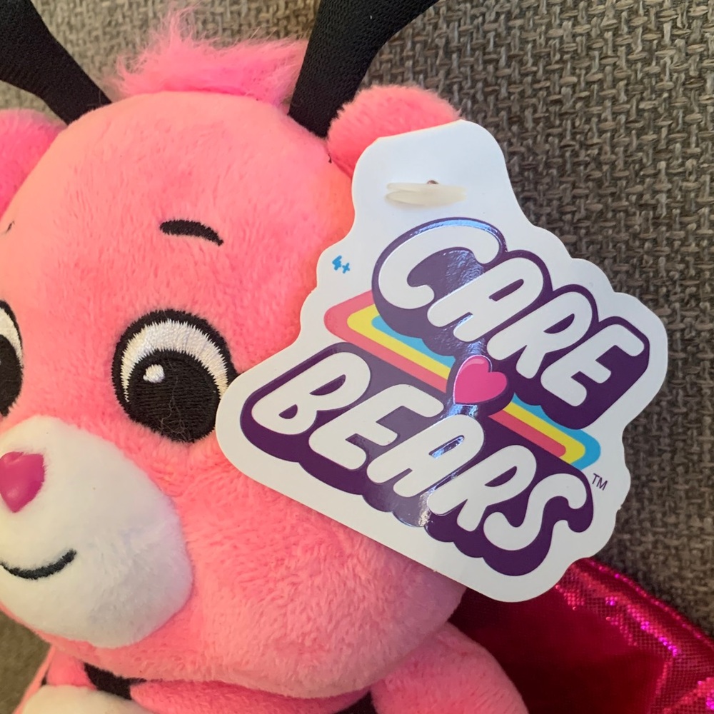 2021 Care Bears Pink Ladybug Rainbow Cheer Bear Plush Toy with Tag 10” - Picture 4 of 5